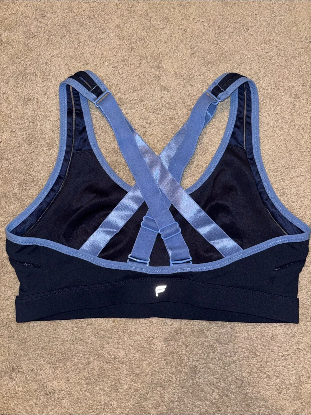 Fabletics Crisscross Sports Bra - Navy/Light Blue